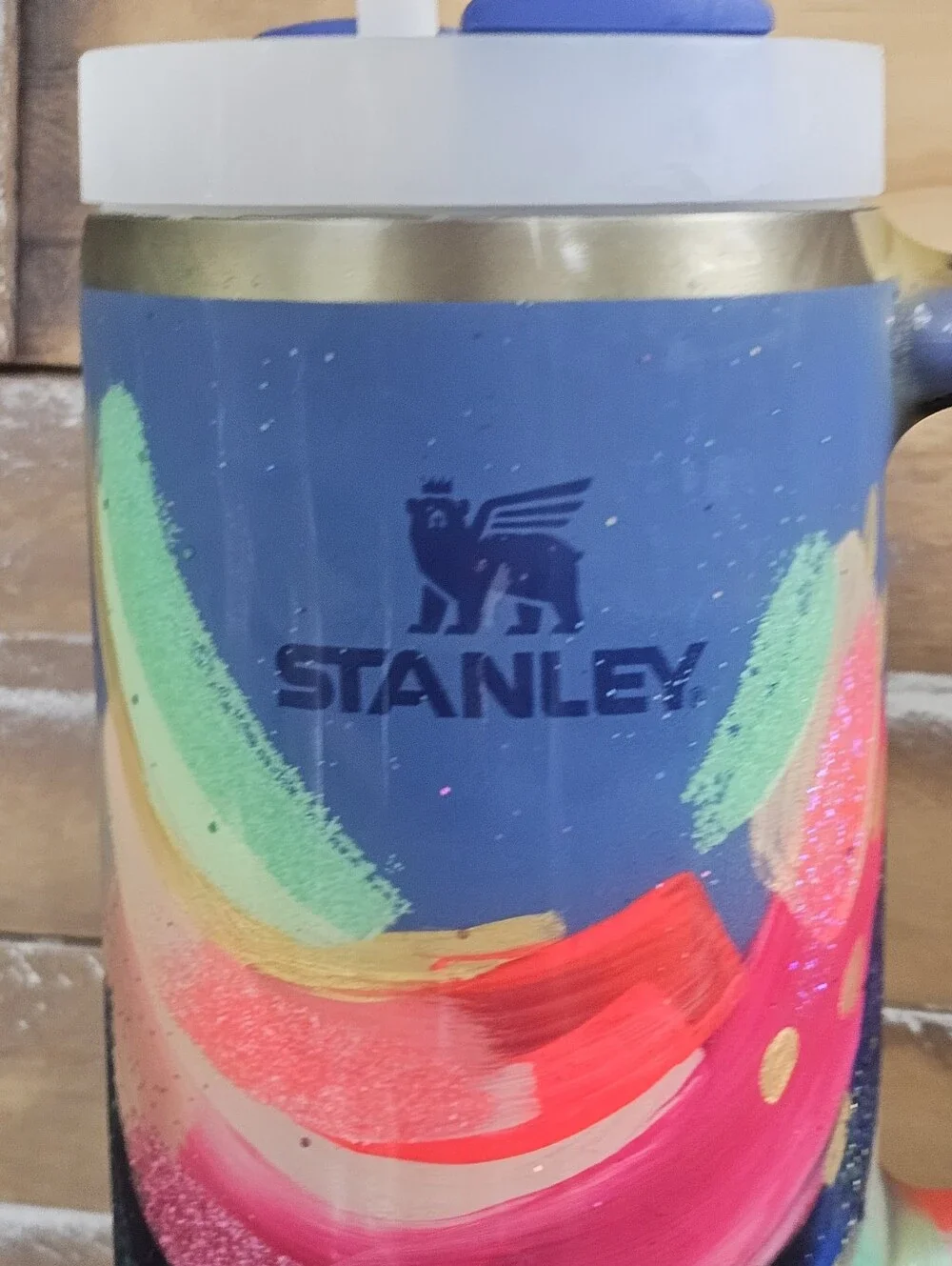 Suze Ford Custom Hand Painted Stanley Tumbler 30z Brush Strokes Limited Edition - Picture 4 of 17
